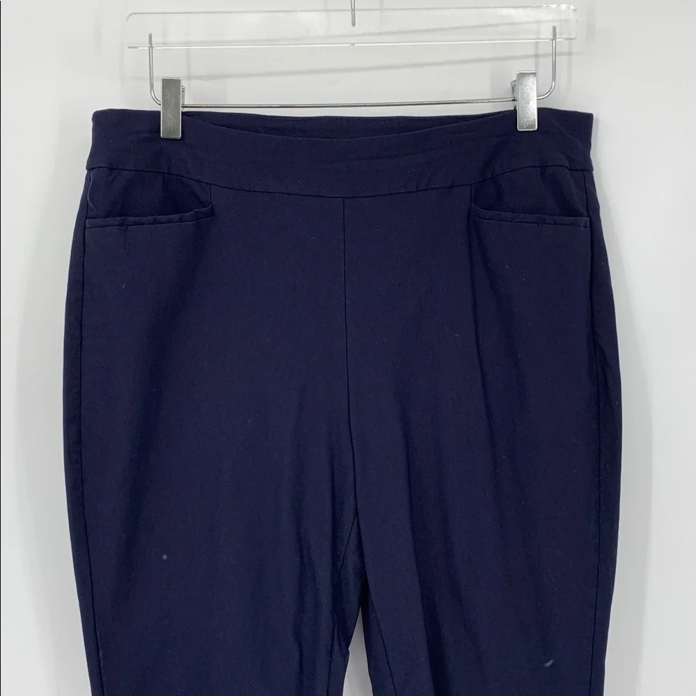 Chicos pull-on cropped pants navy blue stretch trousers women 2.5 14 Large